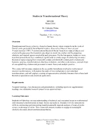 Studies in Transformational Theory
