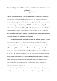 1 Writers Working Under Wretched Conditions: Luis Cernuda and The