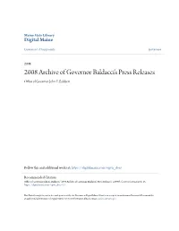 2008 Archive of Governor Baldacciâ•Žs Press Releases
