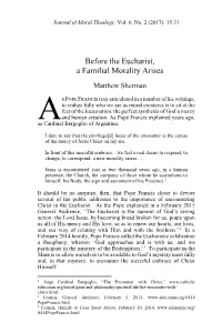 Before the Eucharist, a Familial Morality Arises