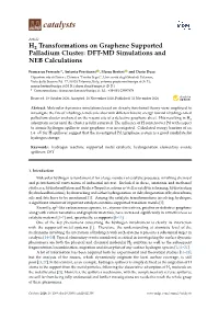 H2 Transformations on Graphene Supported Palladium Cluster: DFT-MD Simulations and NEB Calculations