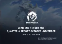 Year-End Report and Quarterly Report October - December 2020-01-01 - 2020-12-31