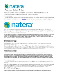 Natera Presents New Data at the 2020 SITC Annual Meeting Highlighting Applications of Personalized Ctdna Testing in Immunotherapy Treatment Monitoring
