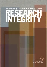 Recommendations for Promoting Research Integrity Published By