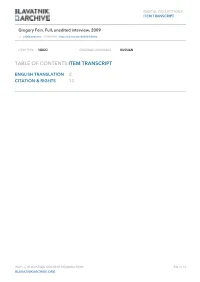 Table of Contents Item Transcript