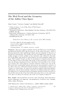 The Weil Proof and the Geometry of the Adèles Class Space
