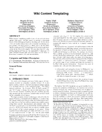Wiki Content Templating