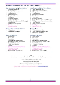 25 Appendix D Uniform List for Day Pupils Years 1