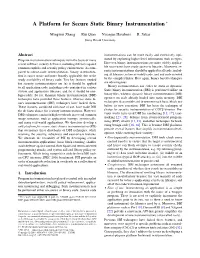 A Platform for Secure Static Binary Instrumentation ∗