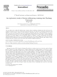 An Exploratory Study of Factors Influencing Examing-Into Xuchang University Ming Guan