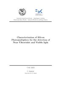 Characterisation of Silicon Photomultipliers for the Detection of Near Ultraviolet and Visible Light