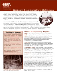 Compensatory Mitigation Is Required to Replace the Loss of Wetland and Aquatic Resource Functions in the Watershed