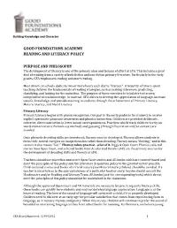Good Foundations Academy Reading and Literacy Policy