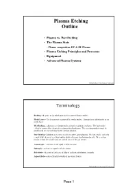 Plasma Etching Outline