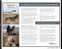 The Making of Wolf Totem Has Been a Real Challenge