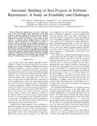 Automatic Building of Java Projects in Software Repositories: a Study on Feasibility and Challenges