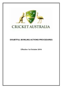 Doubtful Bowling Actions Procedures