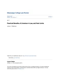 Practical Benefits of Literature in Law, and Their Limits