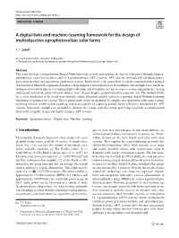 A Digital-Twin and Machine-Learning Framework for the Design of Multiobjective Agrophotovoltaic Solar Farms