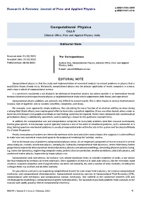 Computational Physics * Cruz a Editorial Office, Pure and Applied Physics, India