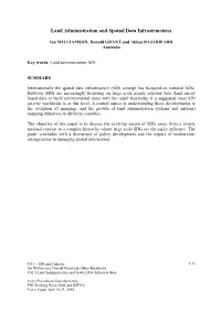 Land Administration and Spatial Data Infrastructures