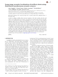 Long-Range Acoustic Localization of Artillery Shots Using Distributed Synchronous Acoustic Sensors