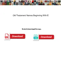 Old Testament Names Beginning with E