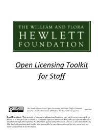 Open Licensing Toolkit for Staff