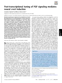 Post-Transcriptional Tuning of FGF Signaling Mediates Neural Crest Induction