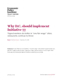 Why D.C. Should Implement Initiative 77: Tipped Workers Do Better In