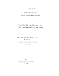 Correlation Between Laboratory and Field Permeability of Soils and Rocks