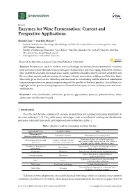 Enzymes for Wine Fermentation: Current and Perspective Applications