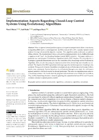 Implementation Aspects Regarding Closed-Loop Control Systems Using Evolutionary Algorithms