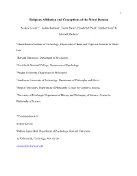 Religious Affiliation and Conceptions of the Moral Domain
