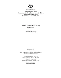 Rhea Family Papers 1769-1859