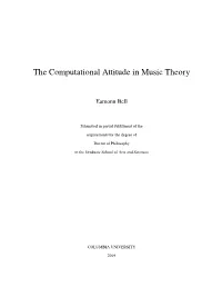 The Computational Attitude in Music Theory