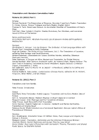 Translation and Literature Cumulative Index