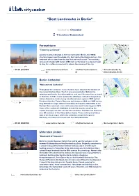 Best Landmarks in Berlin"