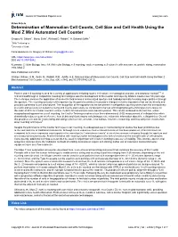 Determination of Mammalian Cell Counts, Cell Size and Cell Health Using the Moxi Z Mini Automated Cell Counter