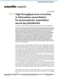 High Throughput Error Correction in Information Reconciliation For