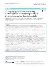 Identifying Approaches for Assessing Methodological and Reporting