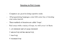Iterating in Perl: Loops