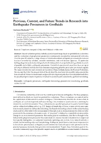 Previous, Current, and Future Trends in Research Into Earthquake Precursors in Geoﬂuids