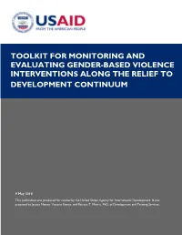 Toolkit for Monitoring and Evaluating Gender-Based Violence