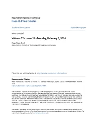 Volume 52 - Issue 16 - Monday, February 6, 2016