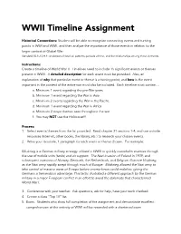 WWII Timeline Assignment