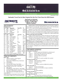 2016 Schedule Seahawks at Patriots Sunday, November 13 5