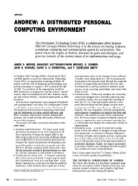 A Bistwbuted Personal Computing Environment