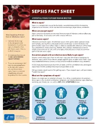 CDC: Sepsis Fact Sheet