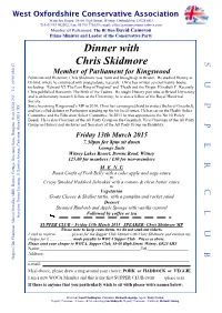 Dinner with Chris Skidmore and Enclose My Cheque for £………………